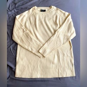 BRUNETTE THE LABEL RIBBED CREW LONG SLEEVE SHIRT IN CREAM SIZE L/XL NWT